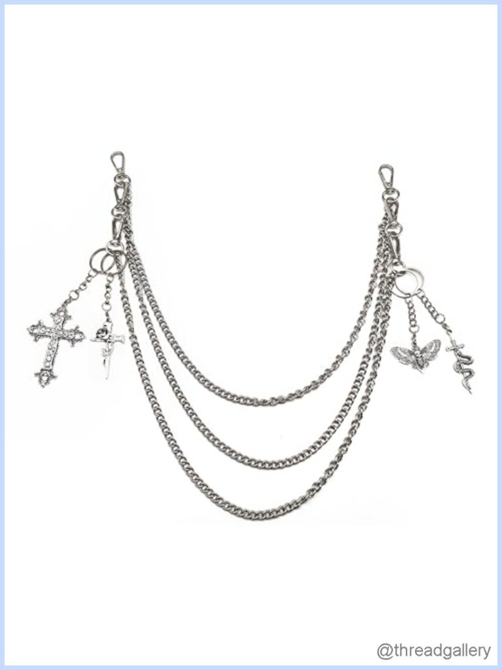 Stainless Steel 3-in-1 Wallet Chain Detachable Keychain Belt Accessory
